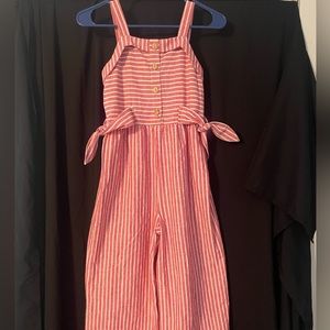 Girls pink and white jumpsuit size L 10/12.